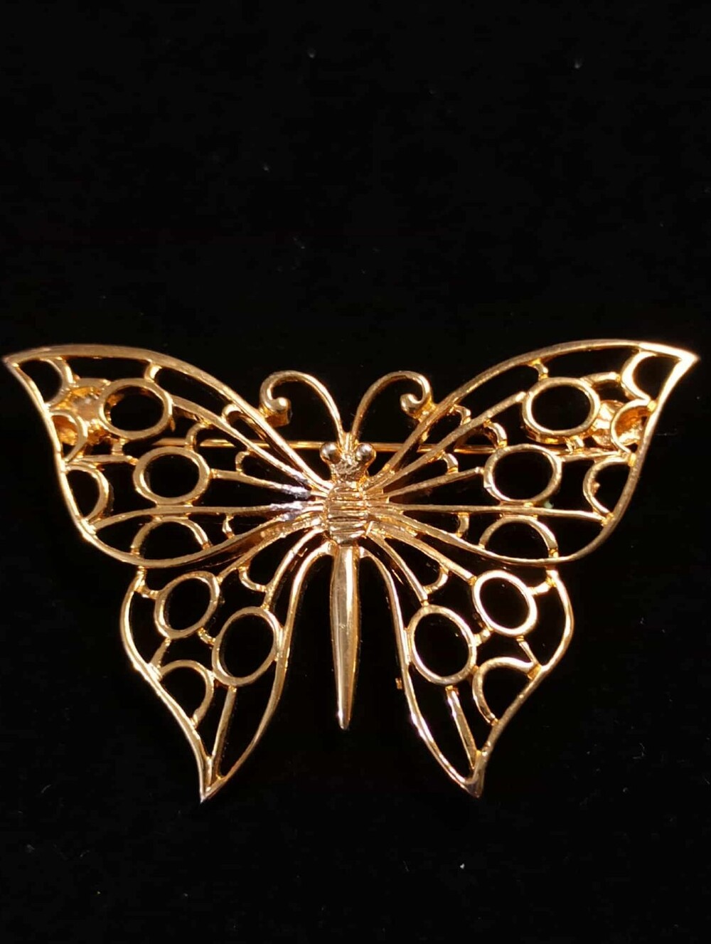 Vintage CORO Gold Tone Filigree Butterfly Brooch